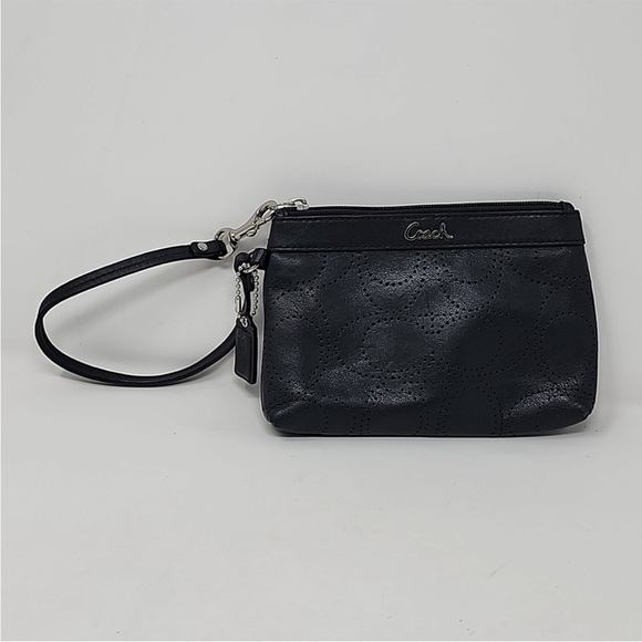 Coach Black Leather Signature Perforated Wrislet - Picture 3 of 3